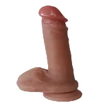 Большой фаллоимитатор с мошонкой на присоске OYO - Dildo Double Layer Silicone YQW-071 (длина 20.5 см, диаметр 3.5 см) - мініатюра 3