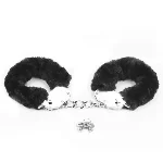 Наручники с мехом черные Fluffy Hand Cuffs, Black - мініатюра 1