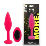 Силиконовая анальная пробка EGZO - Silicone Pink Round Plug Black, size S - мініатюра 1
