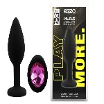 Силиконовая анальная пробка EGZO - Silicone Black Round Plug Rose, size S - мініатюра 1