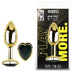 Анальная пробка EGZO Gold Heart Plug Black S с кристаллом и сердцевидным основанием - мініатюра 5
