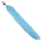 Анальная пробка EGZO Fox Tail Silver Plug, серебристая, голубой хвост, размер S - мініатюра 2