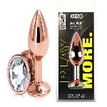 Анальная пробка с кристаллом EGZO - Rose Gold Round Plug Clear size M - мініатюра 1