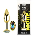 Анальная пробка с кристаллом EGZO - Gold Round Plug Rainbow size S - мініатюра 1