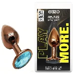 Анальная пробка EGZO Dark Gold Aqua S с кристаллом, металлическая, гладкая, анатомическая - мініатюра 1