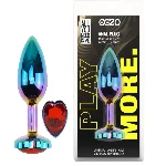 Анальная пробка с кристаллом EGZO - Multicolor Heart Plug Red size S - мініатюра 1