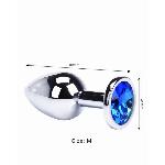 Металлическая анальная пробка Silver, dark blue, размер М - мініатюра 3