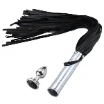 Флогер с анальной пробкой BDSM-NEW PU Leather Whip with Anal Plug - мініатюра 1