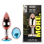 Анальная пробка EGZO Rose Gold Round Plug Aqua S с кристаллом, классическая металлическая - мініатюра 1