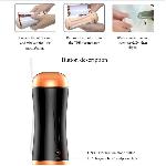Мастурбатор с двумя входами и вибростимуляцией BOSS Vibrating Masturbation Cup USB 10 function + Interactive Function - мініатюра 7