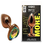 Анальная пробка EGZO Dark Gold Heart Plug S с радужным кристаллом, металлическая - мініатюра 1