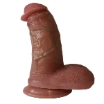 Большой фаллоимитатор с мошонкой на присоске OYO - Dildo Double Layer Silicone YQW-070 (длина 21.5 см, диаметр 4 см) - мініатюра 1