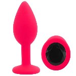 Силиконовая анальная пробка EGZO - Silicone Pink Round Plug Black, size S - мініатюра 2