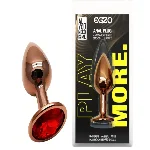 Анальная пробка с кристаллом EGZO - Dark Gold Round Plug Red, size S - мініатюра 1