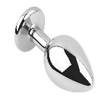 Анальная пробка с кристаллом EGZO - Silver Round Plug Rainbow size M - мініатюра 4