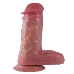 Фаллоимитатор с мошонкой на присоске OYO - Dildo Double Layer Silicone YQW-022 (длина 19 см, диаметр 3.4 см) - мініатюра 1