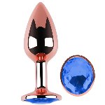 Анальная пробка с кристаллом EGZO - Rose Gold Round Plug Blue size M - мініатюра 2