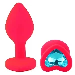 Анальный плаг EGZO Pink Heart Plug, анальная пробка с кристаллом, розовый медицинский силикон, S - мініатюра 2