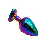 Анальная пробка с кристаллом EGZO - Multicolor Heart Plug Red size S - мініатюра 3