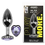 Анальная пробка EGZO Dark Silver Heart Plug с аметистовым сердцем, размер M - мініатюра 1