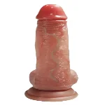 Большой фаллоимитатор с мошонкой на присоске OYO - Dildo Double Layer Silicone YQW-028 (длина 21.5 см, диаметр 3.8 см) - мініатюра 3