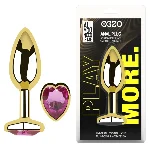 Анальная пробка Egzo Gold Heart Plug M с розовым кристаллом для длительного ношения - мініатюра 5