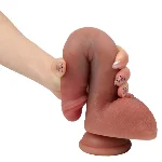 Большой фаллоимитатор с мошонкой на присоске OYO - Dildo Double Layer Silicone YQW-028 (длина 21.5 см, диаметр 3.8 см) - мініатюра 4