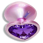Анальная пробка EGZO Pink Perl Heart Plug S с фиолетовым кристаллом, розовая - мініатюра 2