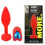 Анальная пробка EGZO Red Heart Plug Green, размер S, силиконовая с зеленым кристаллом - мініатюра 1