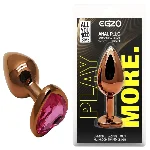 Анальная пробка EGZO Dark Gold Heart Plug Rose S, металлическая с розовым кристаллом - мініатюра 1