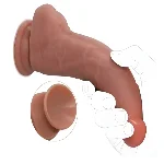 Большой фаллоимитатор с мошонкой на присоске OYO - Dildo Double Layer Silicone YQW-002 (длина 20 см, диаметр 4.8 см) - мініатюра 3