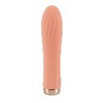 Ребристый мини-вибратор персикового цвета Mini Ribbed Vibrator - мініатюра 2
