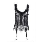 Ажурный корсет с пажами и мехом S/M - мініатюра 2