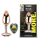 Анальная пробка EGZO Rose Gold Heart Plug S с радужным кристаллом, металлическая - мініатюра 1