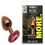 Анальная пробка EGZO Dark Gold Rose S с кристаллом, медицинская сталь, гладкая - мініатюра 1