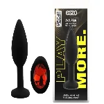 Силиконовая анальная пробка EGZO - Silicone Black Round Plug Red, size S - мініатюра 1