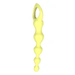 Анальные шарики MELEON Advanced Anal Beads 2, желтая цепочка из TPE с петлей-ручкой - мініатюра 5