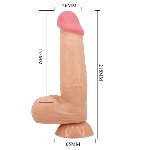 Вибратор на присоске с хребтом и эффектом скользящей кожи BAILE - Sliding Skin 8,5'' Flesh, BW-008105ZRG - мініатюра 3