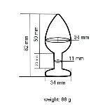 Анальная пробка с кристаллом EGZO - Silver Round Plug Black size M - мініатюра 4