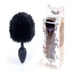 Анальная пробка ( размер S ) с хвостом Boss Series - Silicon PLUG Bunny Tail Black - мініатюра 1