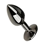 Анальная пробка EGZO с кристаллом, металлическая анатомическая, темно-серая, размер S - мініатюра 4
