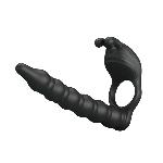 Эрекционное вибро кольцо, с насадкой для анального секса и функциеей памяти Pretty Love - Blackney Black - мініатюра 3