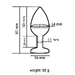Анальная пробка с кристаллом EGZO - Silver Round Plug Aqua size M - мініатюра 4