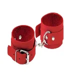 Наручники Leather Standart Hand Cuffs, Red - мініатюра 1