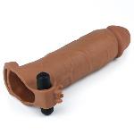 Насадка с вибрацией увеличивающая Add 3" Vibrating Penis Sleeve, Brown - мініатюра 4