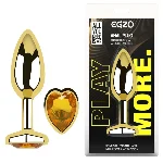 Анальная пробка EGZO Gold Heart Plug M с кристаллом из медицинской стали - мініатюра 5