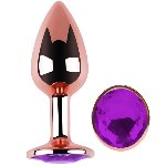 Анальная пробка с кристаллом EGZO - Rose Gold Round Plug Purple size S - мініатюра 2