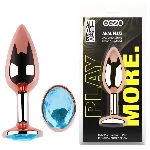 Анальная пробка EGZO Rose Gold Round Plug M, металлическая с кристаллом, розовое золото - мініатюра 1