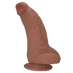 Большой фаллоимитатор с мошонкой на присоске OYO - Dildo Double Layer Silicone YQW-002 (длина 20 см, диаметр 4.8 см) - мініатюра 1