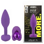 Анальная пробка EGZO Violet Heart Plug S с кристаллом, фиолетовая, силиконовая - мініатюра 1